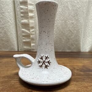 Onion River Studio Art Pottery Vintage Snowflake Candle Stick Holder Bud Vase